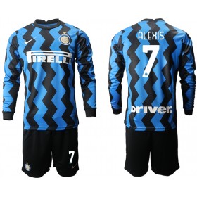 Camisolas de futebol Inter de Milão Alexis Sanchez 7 Criança Equipamento Principal 2020/21 Manga Comprida